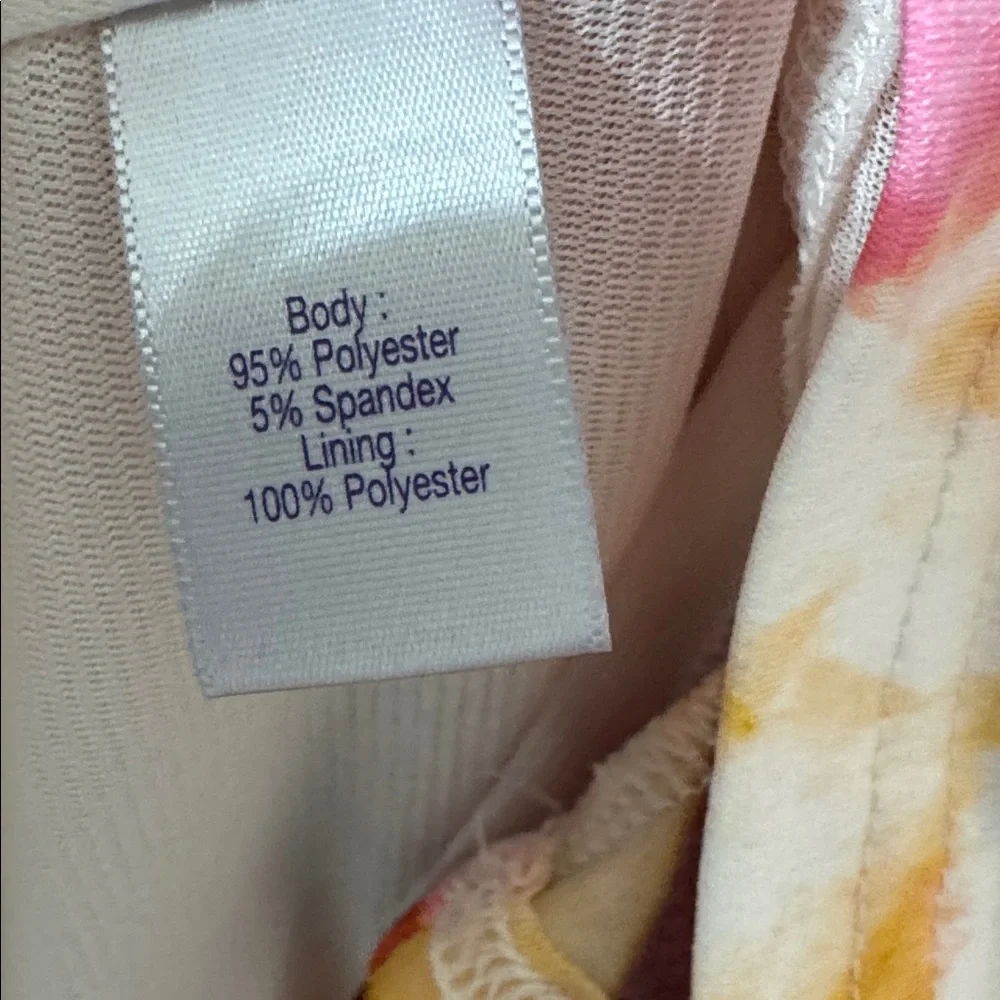 Jennifer Lopez Pink and Peach Floral Long Sleeve Bodycon Dress Size Large - Picture 5 of 7